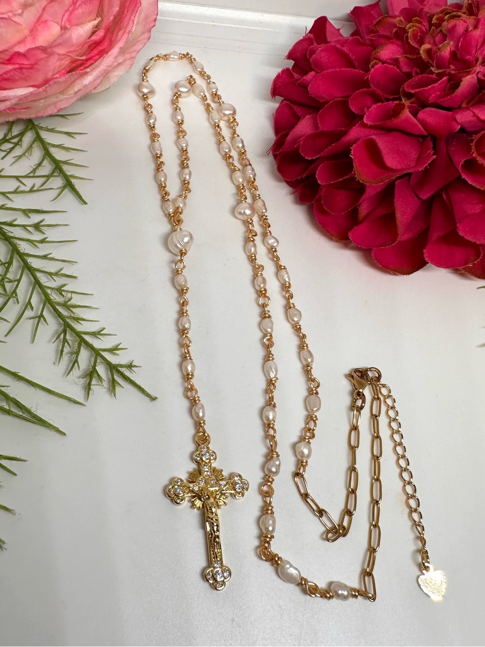 NEW ⚜️ Freshwater Pearl Handmade Rosary Necklace - Picture 5 of 8